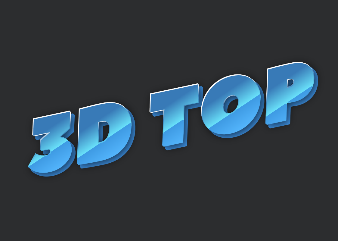 3D Текстовый Эффект 'TOP' с Блестящим Синим Стилем