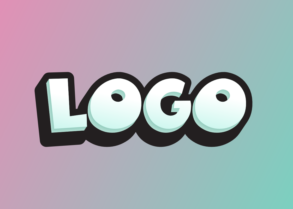 3D Текст 'LOGO' с Ярким Дизайном