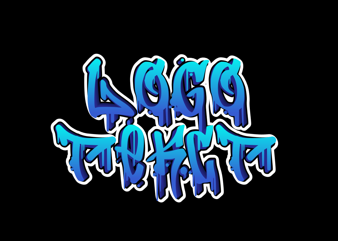 'Logo Text' - Граффити в Синем Стиле