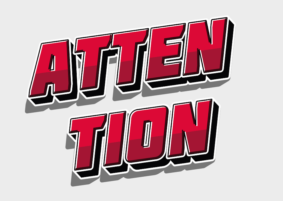 'Attention' - Яркий 3D Текст в Стиле Комиксов