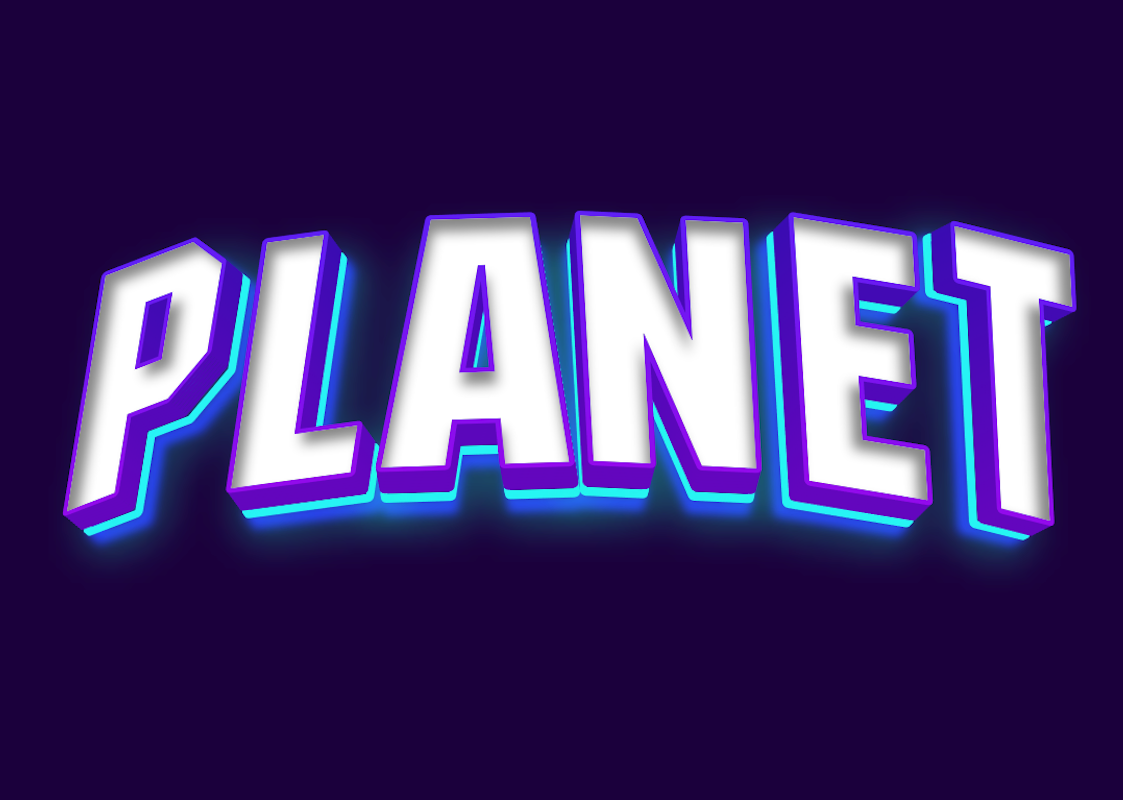 'Planet' - 3D Текст с Неоновым Свечением