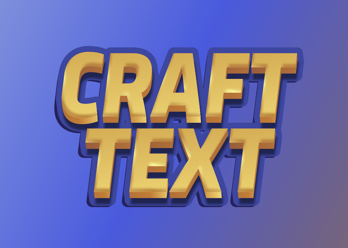 'Craft Text' - Золотой 3D Текст с Синей Обводкой
