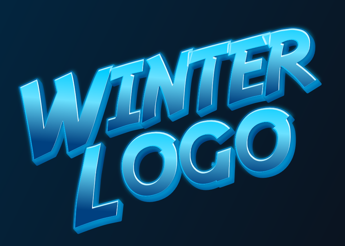 'Winter Logo' - Голубой 3D Текст с Глянцевым Эффектом
