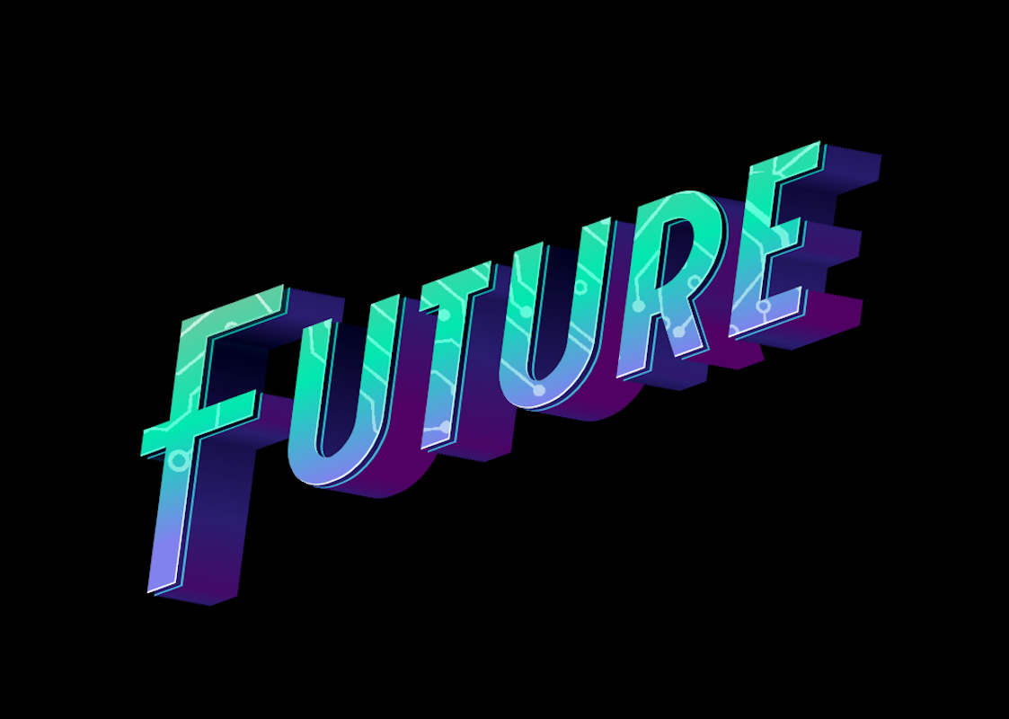 'Future' - 3D Текст с Кибернетическим Узором