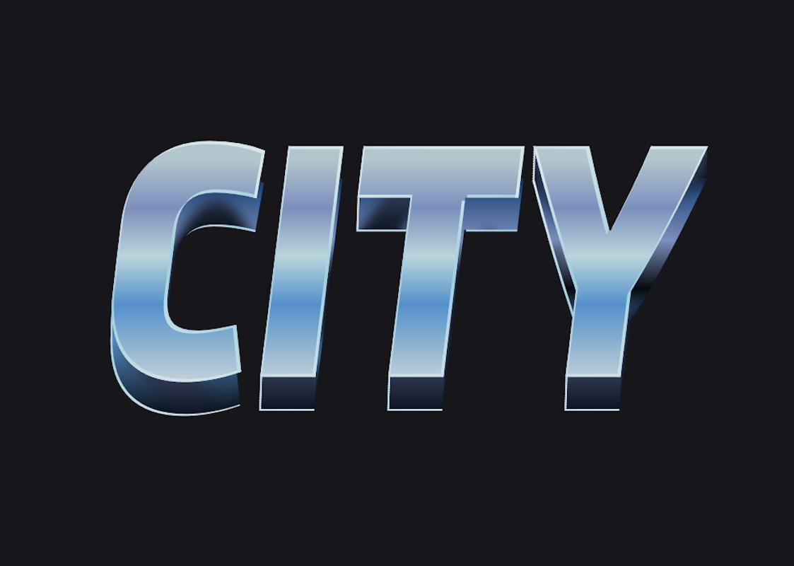 'City' - Металлический Текст в Стиле 'Cyberpunk'