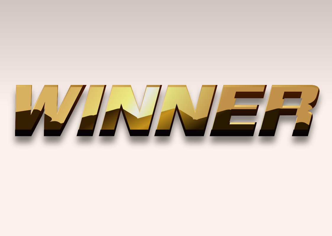 'Winner' - Золотой 3D Текст с Отражением