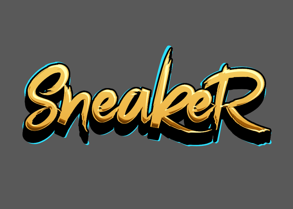 'Sneaker' - Золотой Текст в Стиле 'Handwriting'