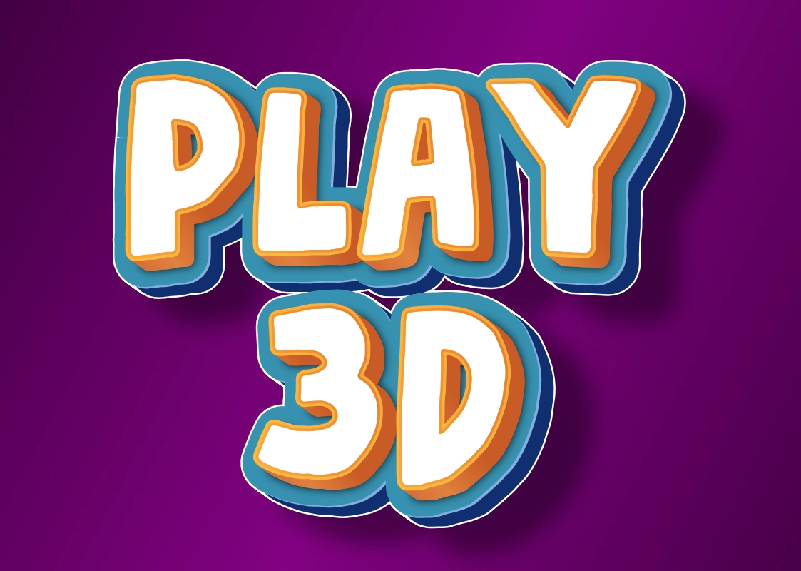 3Д надпись в мультяшном стиле игрового лого