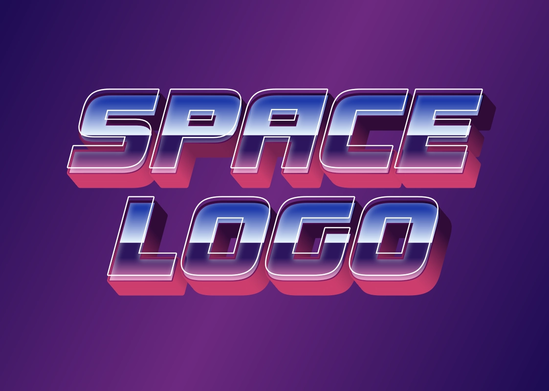 Космическая 3д надпись для объемного логотипа
